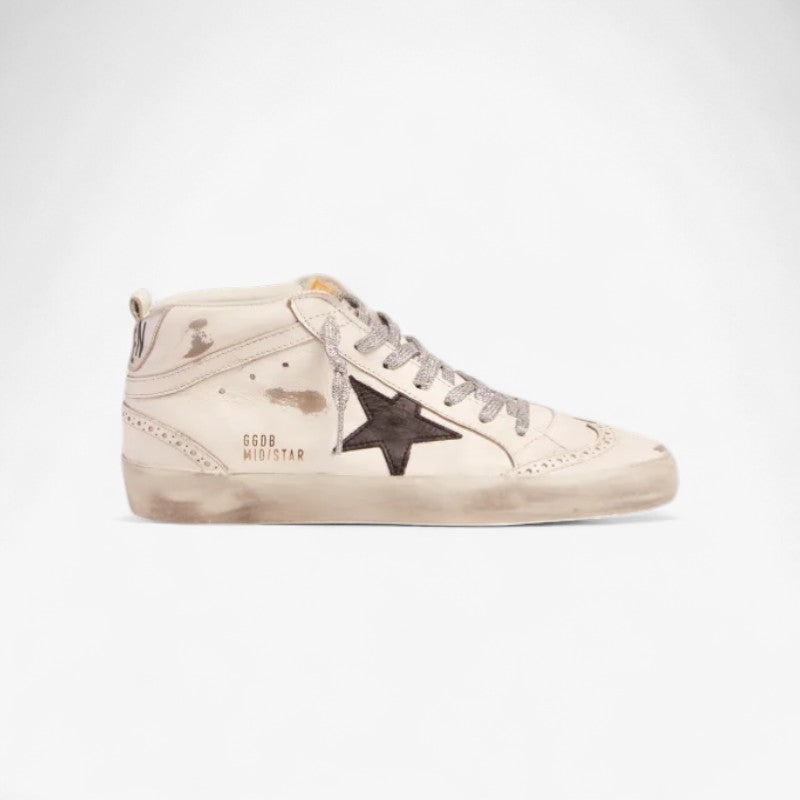 GOLDEN GOOSE Mid-star Sneakers With Laminated Heel Tab And Glittery Laces