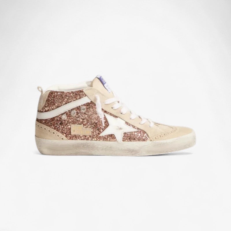 GOLDEN GOOSE Mid Star Sneakers With Pink-gold Glitter