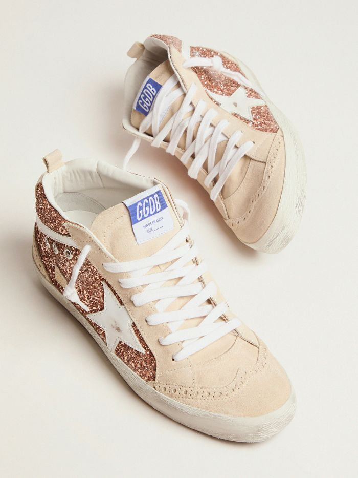 GOLDEN GOOSE Mid Star Sneakers With Pink-gold Glitter