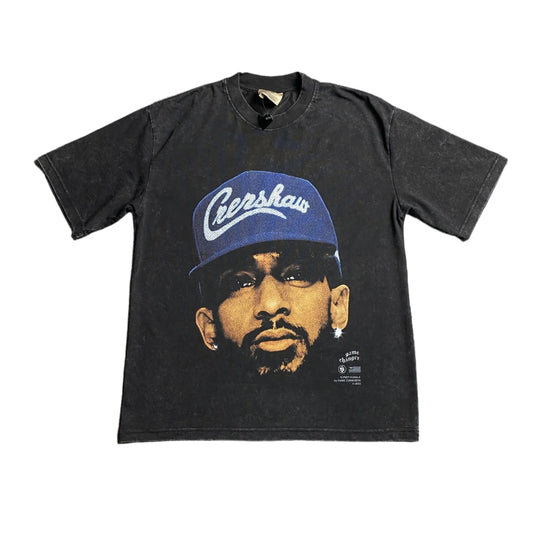 T-SHIRT ICON NIPSEY HUSSLE GRIS FONCÉ