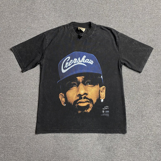 T-SHIRT ICON NIPSEY HUSSLE GRIS FONCÉ