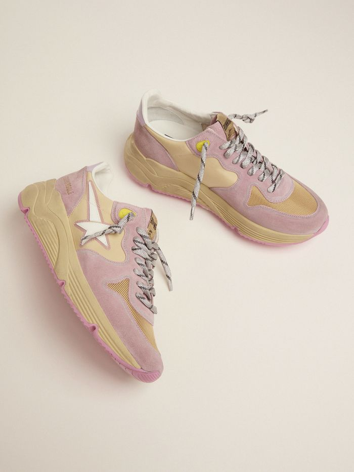 GOLDEN GOOSE Pastel Pink Running Sole Sneakers With White Star