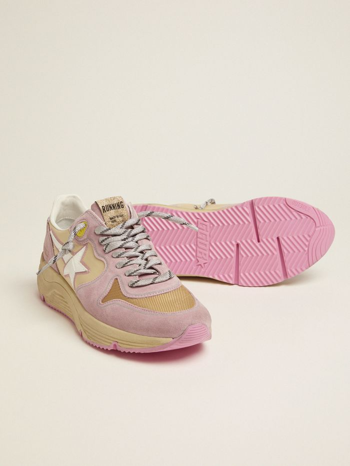 GOLDEN GOOSE Pastel Pink Running Sole Sneakers With White Star