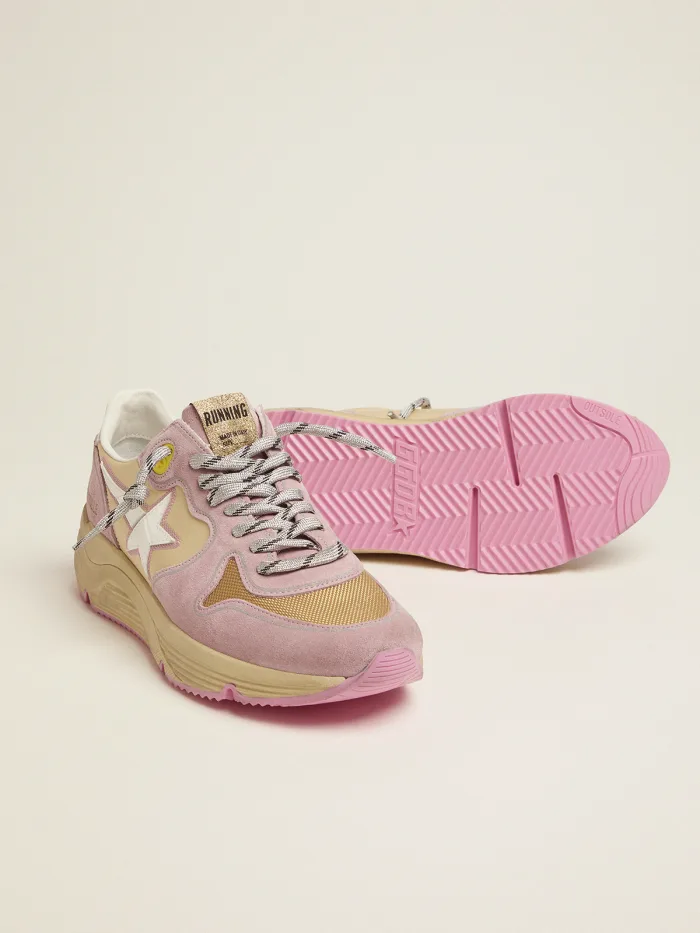 GOLDEN GOOSE Pastel Pink Running Sole Sneakers With White Star