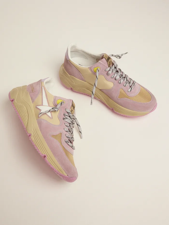 GOLDEN GOOSE Pastel Pink Running Sole Sneakers With White Star