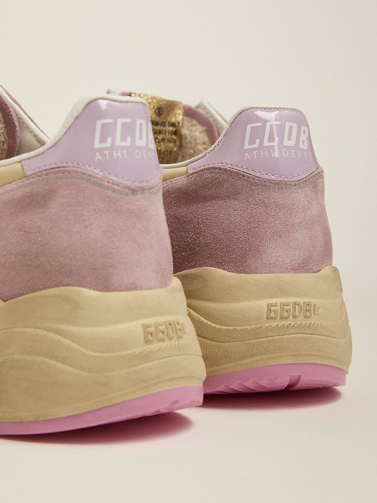 GOLDEN GOOSE Pastel Pink Running Sole Sneakers With White Star