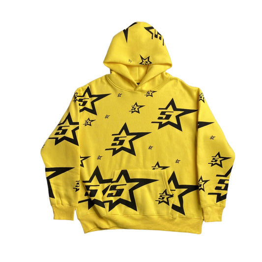 Sweat à capuche SP5DER 5 étoiles jaune