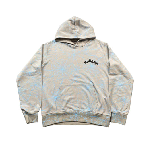 Sweat à capuche Web SP5DER AOP gris chiné