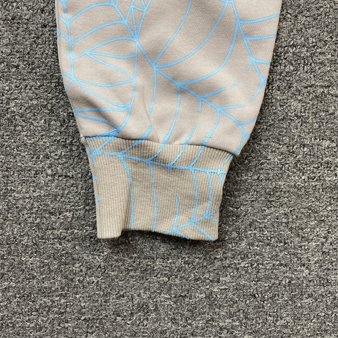 Sweat à capuche Web SP5DER AOP gris chiné