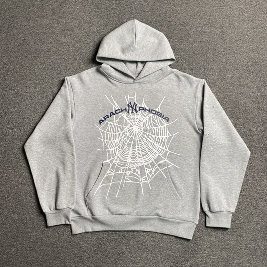 Sweat à capuche SP5DER ARACH NY PHOBIA gris cendre