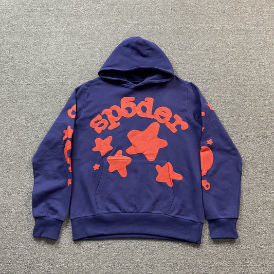 Sweat à capuche SP5DER BELUGA bleu marine
