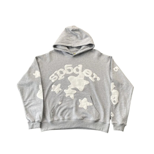 Sweat à capuche SP5DER BELUGA gris chiné