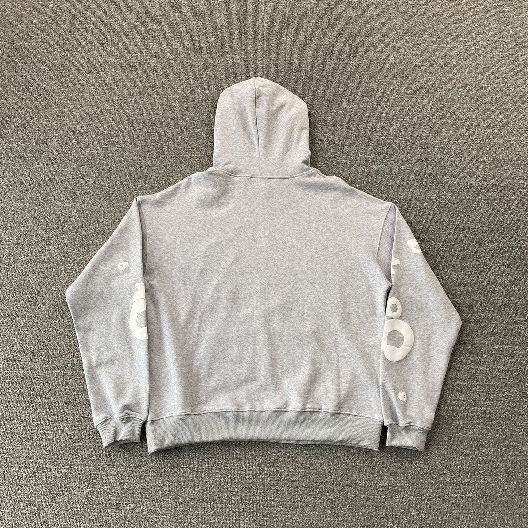 Sweat à capuche SP5DER BELUGA gris chiné