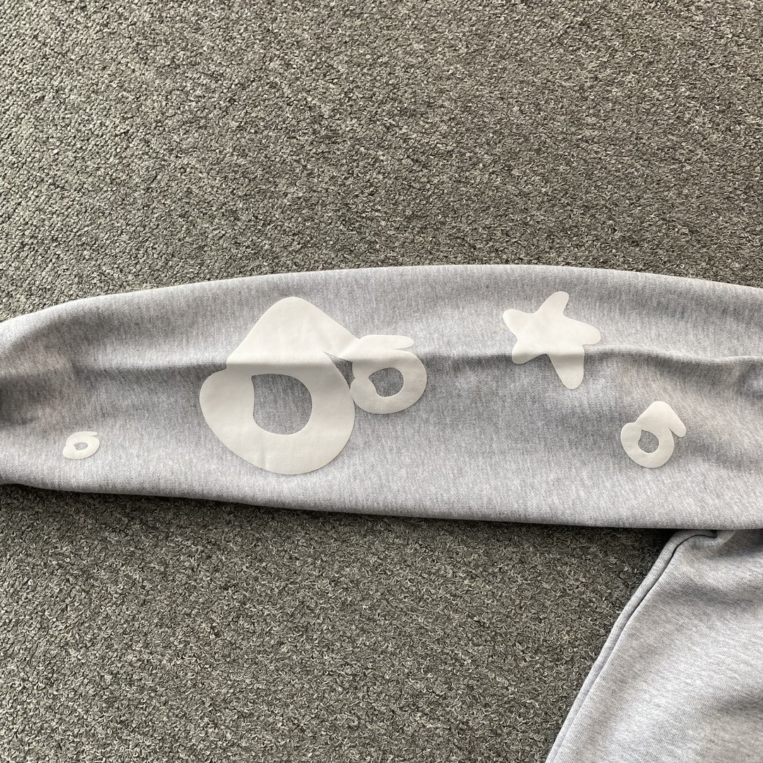 Sweat à capuche SP5DER BELUGA gris chiné