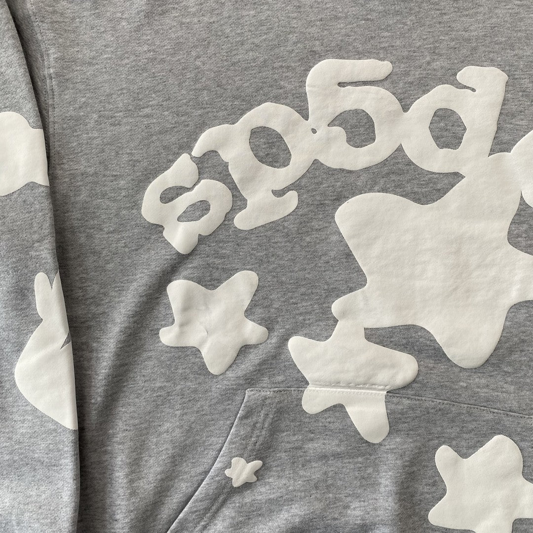 Sweat à capuche SP5DER BELUGA gris chiné