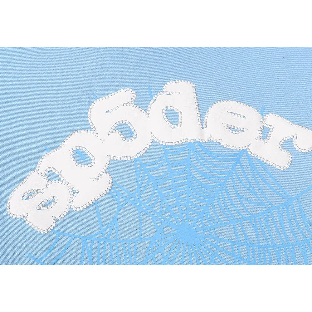 Sweat à capuche Web SP5DER bleu ciel