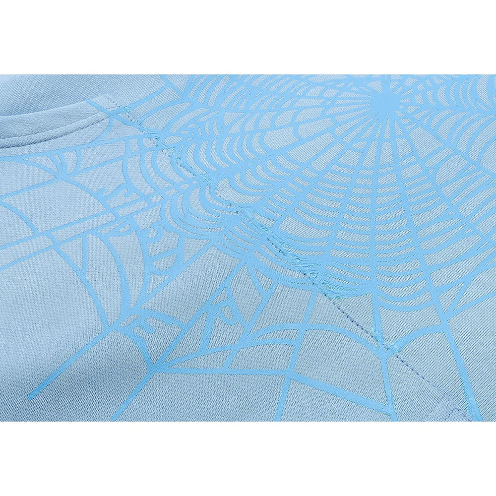 Sweat à capuche Web SP5DER bleu ciel