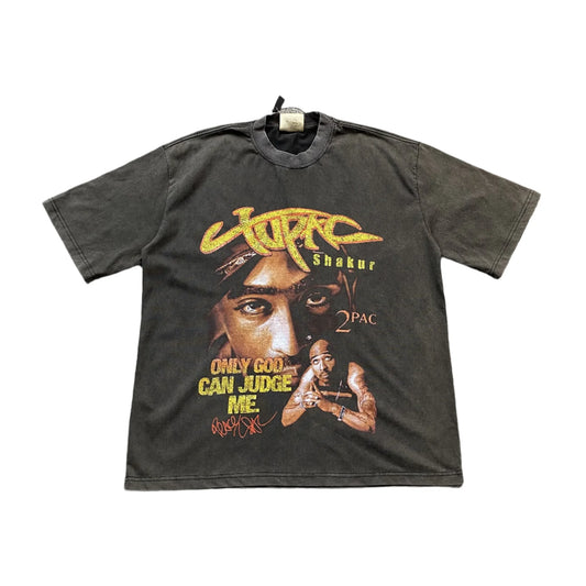 T-SHIRT ICON TUPAC GRIS FONCÉ