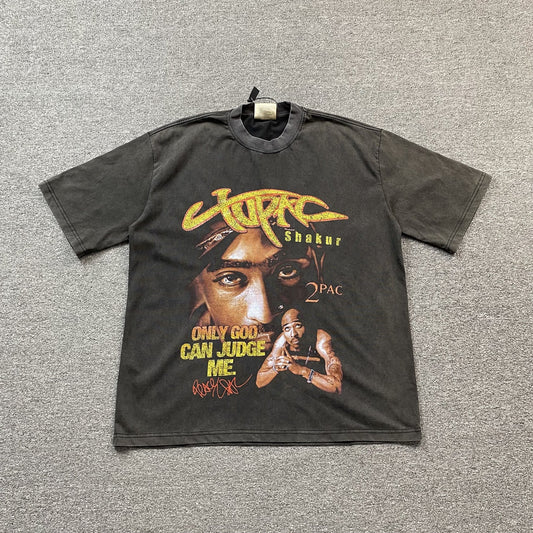 T-SHIRT ICON TUPAC GRIS FONCÉ