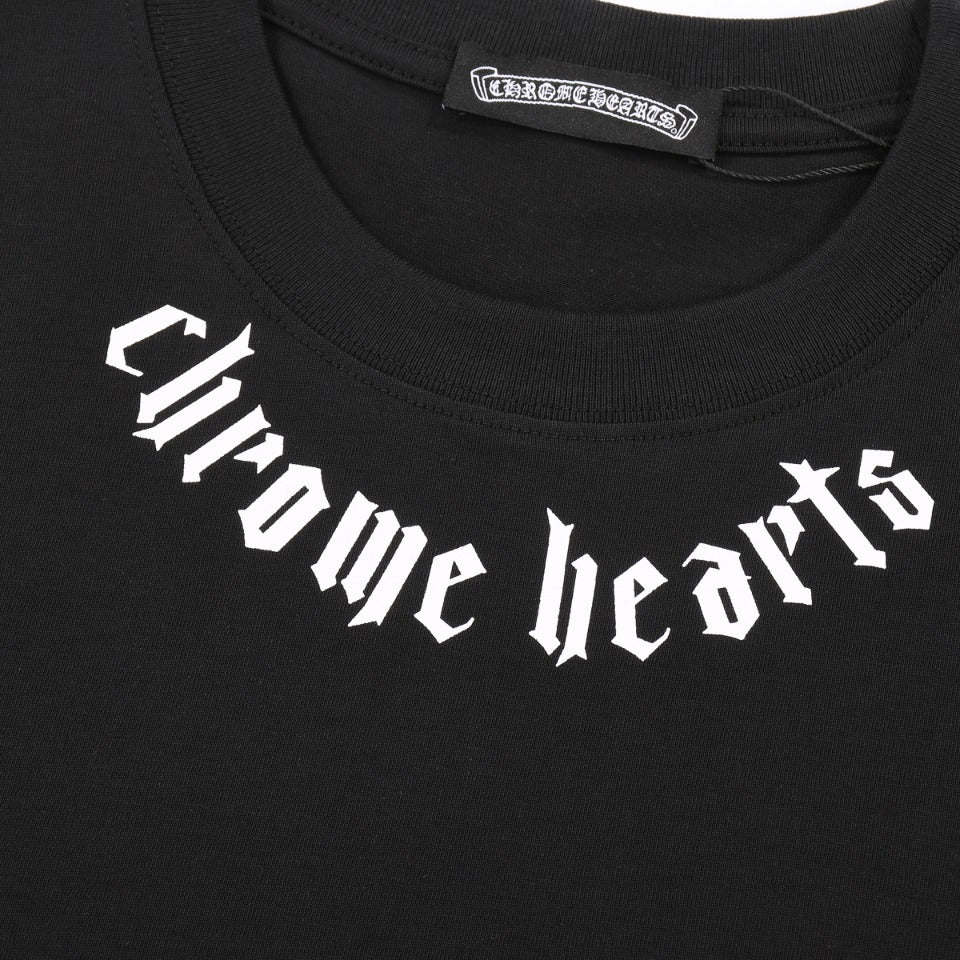 T-SHIRT COL LOGO CHROME HEARTS NOIR