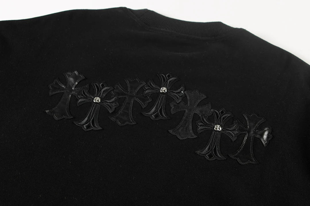 SWEAT-SHIRT NOIR AVEC PATCH CROIX CHROME HEARTS