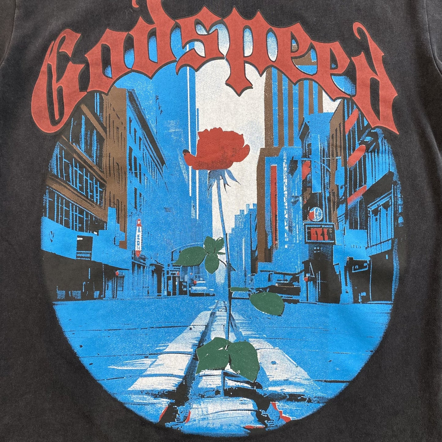 T-SHIRT GODSPEED E PLURIBUS UNUM NOIR DÉLAVÉ