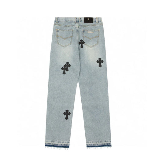 JEAN CHROME HEARTS CROSS PATCH BLEU VINTAGE