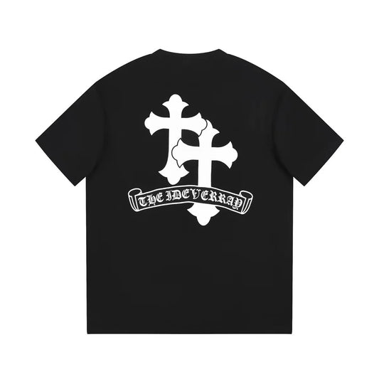 T-SHIRT DOUBLE CROIX BLANC CHROME HEARTS NOIR