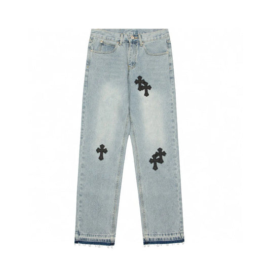 JEAN CHROME HEARTS CROSS PATCH BLEU VINTAGE