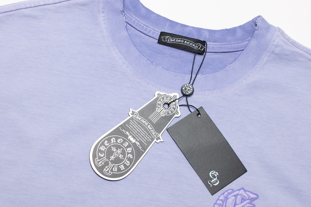 T-SHIRT AVEC LOGO FER À CHEVAL CHROME HEARTS BLEU CLAIR DÉLAVÉ