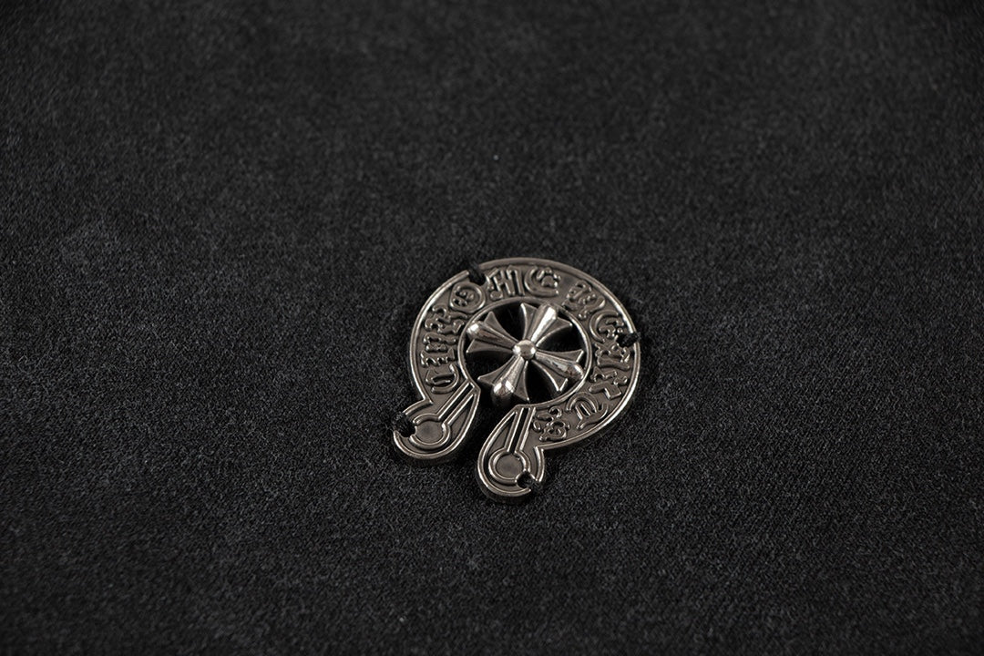 SWEAT-SHIRT NOIR CHROME HEARTS CROIX MÉTALLIQUE