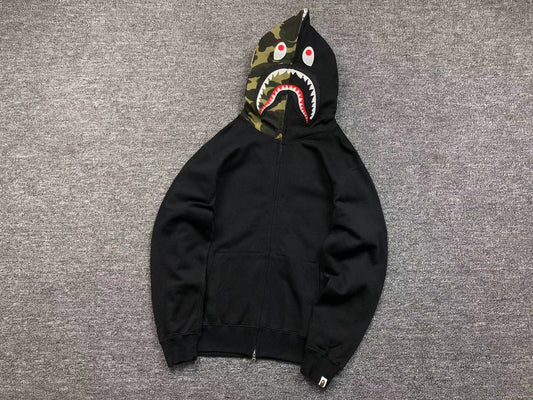 Sweat à capuche entièrement zippé BAPE Shark noir