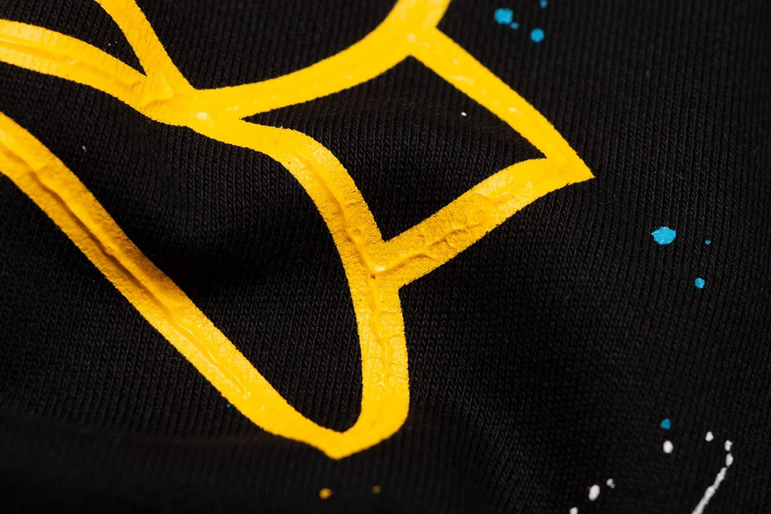 CHROME HEARTS PAINT DRIP JAUNE CROSS SWEATSHIRT NOIR