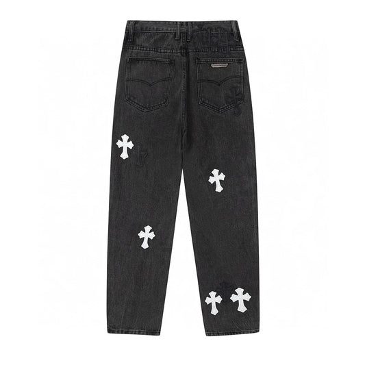 JEAN NOIR AVEC PATCH CROIX BLANCHE CHROME HEARTS
