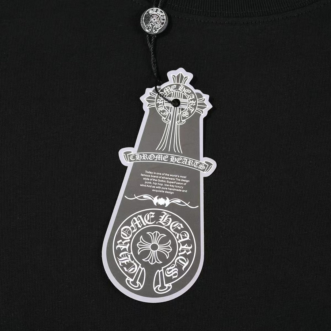 T-SHIRT DOUBLE CROIX BLANC CHROME HEARTS NOIR