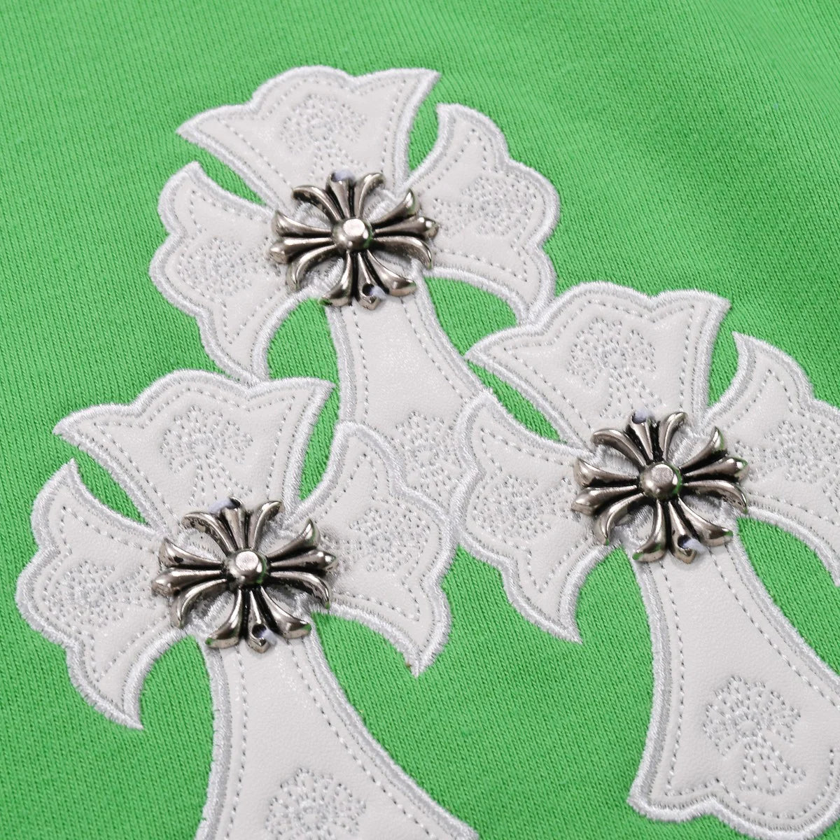 SWEAT-SHIRT CHROME HEARTS PATCH CROIX BLANCHE VERT