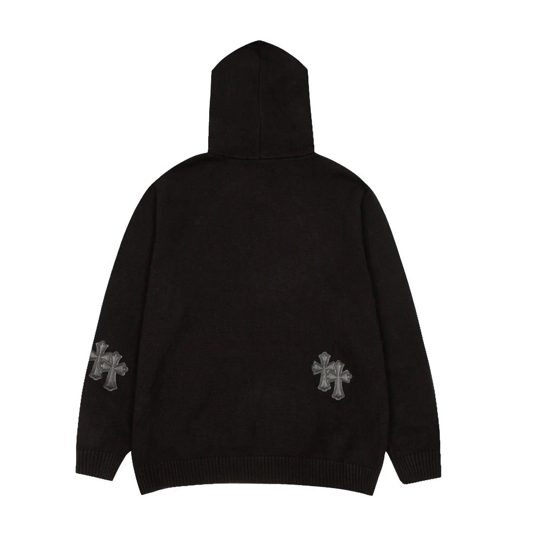 Sweat à capuche avec patch croix noire Chrome Hearts Noir