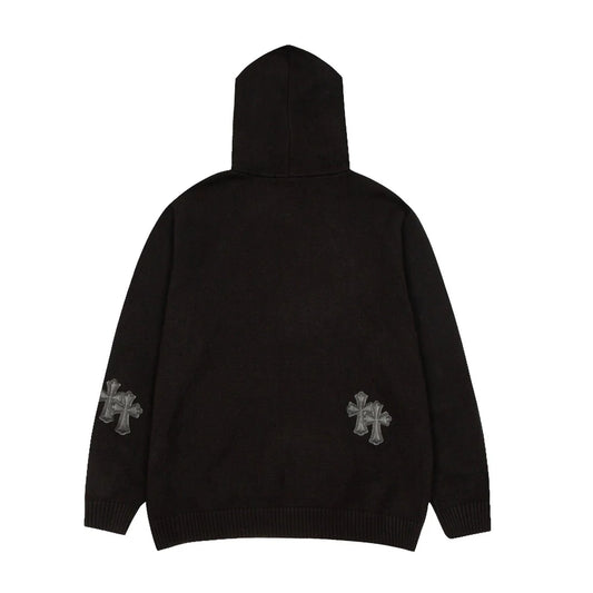 Sweat à capuche avec patch croix noire Chrome Hearts Noir