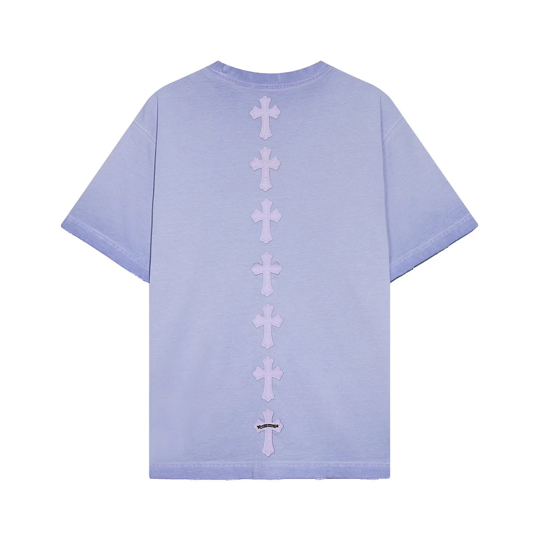 T-SHIRT CHROME HEARTS CROSS PATCH BLEU CLAIR DÉLAVÉ