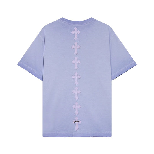 T-SHIRT CHROME HEARTS CROSS PATCH BLEU CLAIR DÉLAVÉ