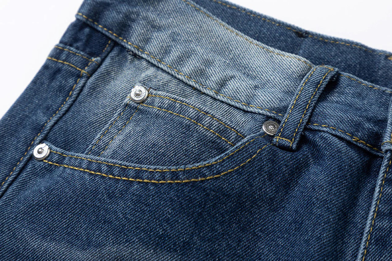 CHROME HEARTS BLANC NOIR PATCH CROIX JEANS DENIM