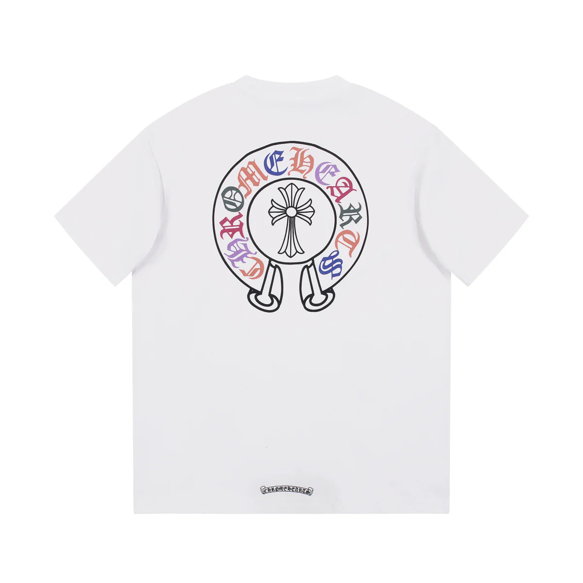 T-SHIRT BLANC AVEC LOGO FER À CHEVAL MULTICOLORE CHROME HEARTS