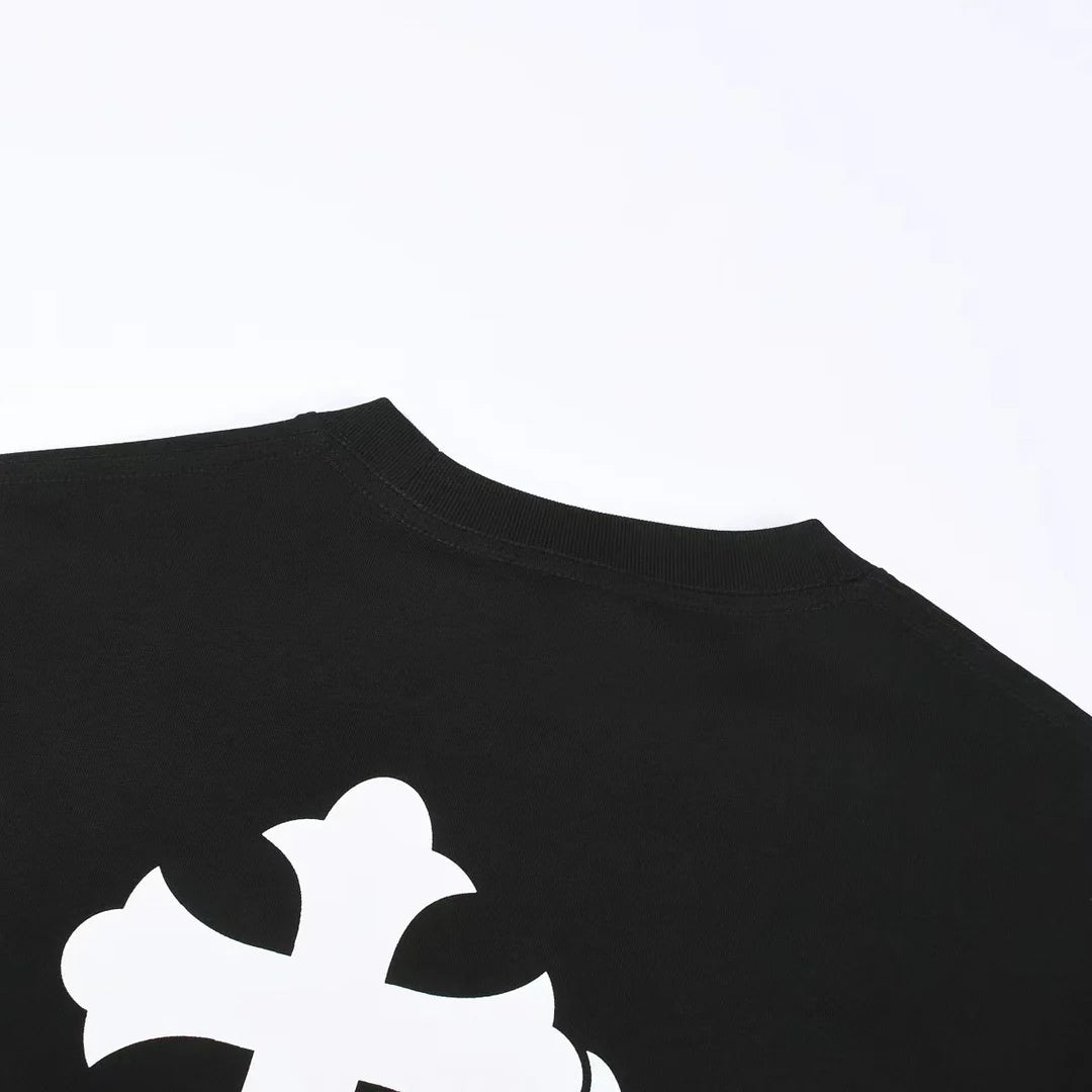 T-SHIRT DOUBLE CROIX BLANC CHROME HEARTS NOIR
