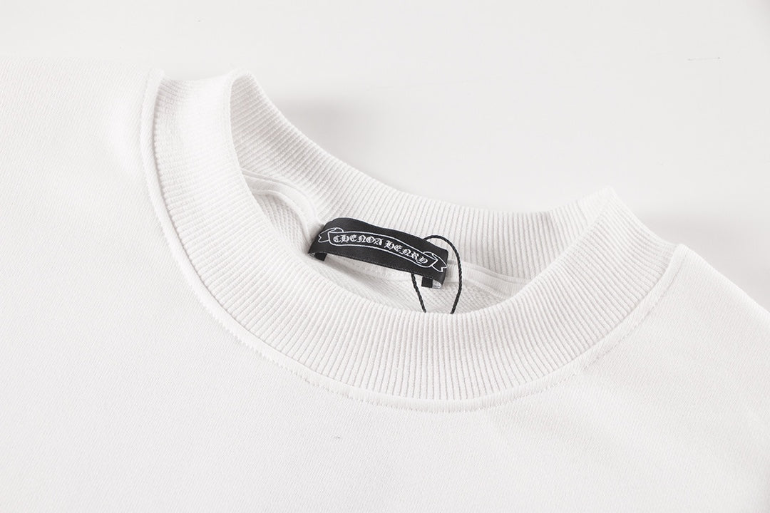 Sweat-shirt blanc avec logo fer à cheval et croix colorée CHROME HEARTS