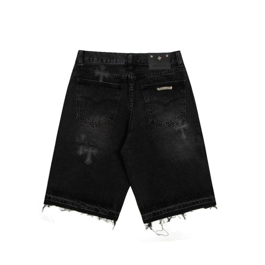 SORTS NOIRS AVEC PATCH CROIX NOIRE ET CHROME HEARTS