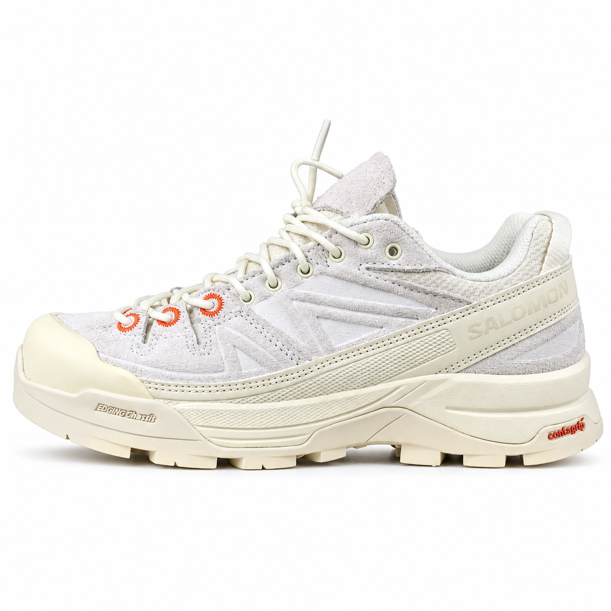 Salomon X-ALP Panhui – Crème, vue de profil sur fond blanc, pointe vers la gauche