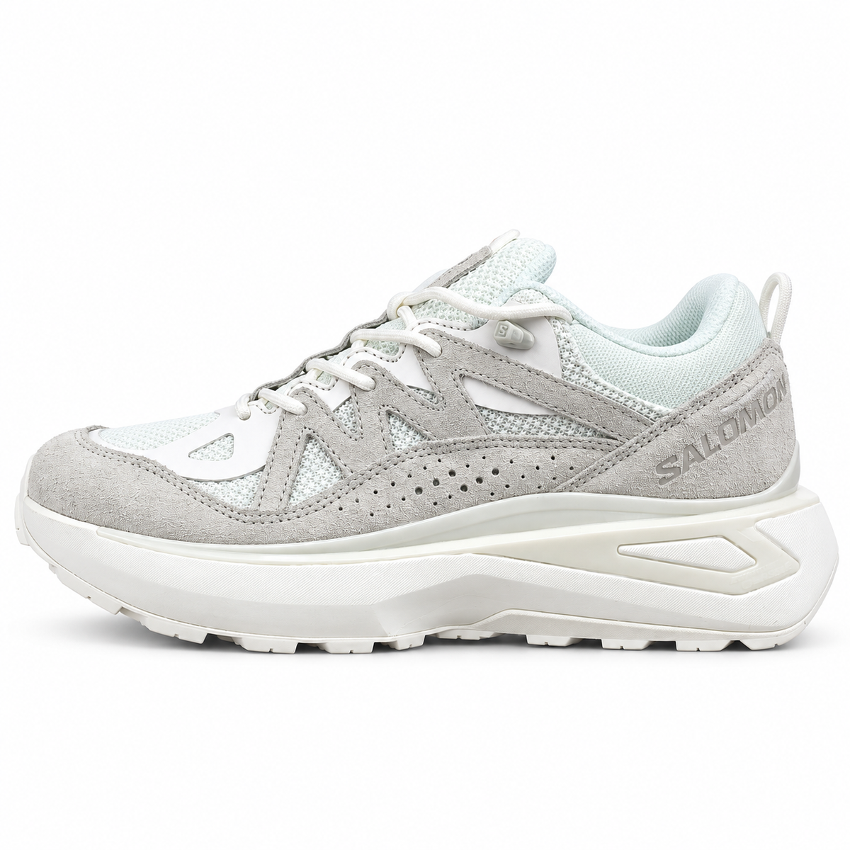 Salomon Odyssey ELMT Low – Crème, vue de profil sur fond blanc, pointe vers la gauche