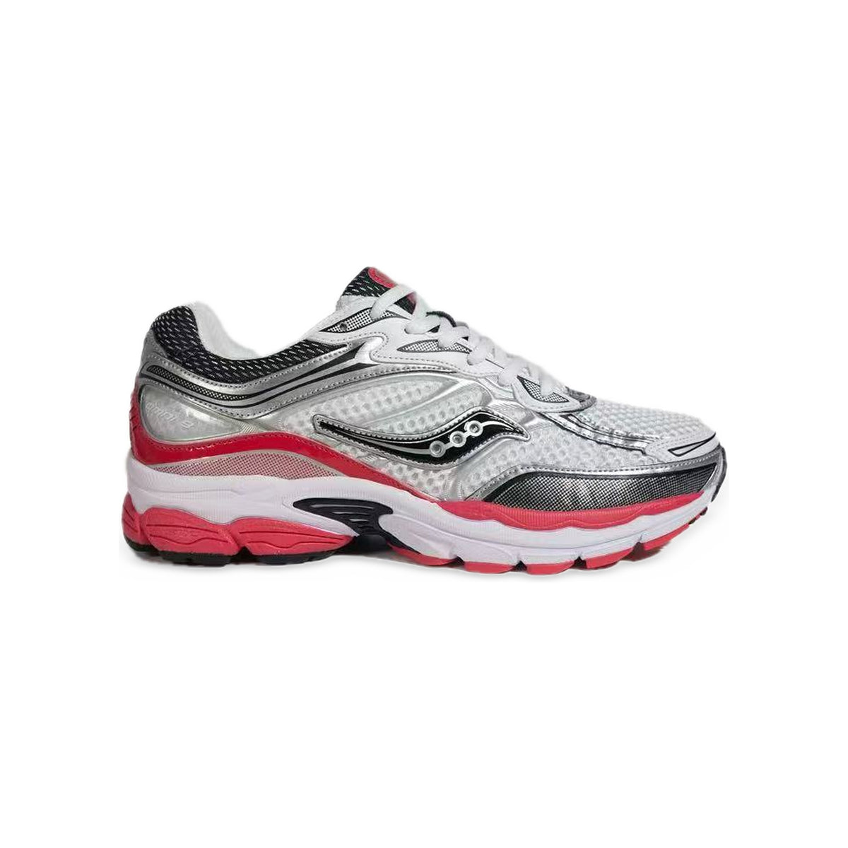Saucony ProGrid Omni 9 Argent / Blanc / Rouge – vue latérale