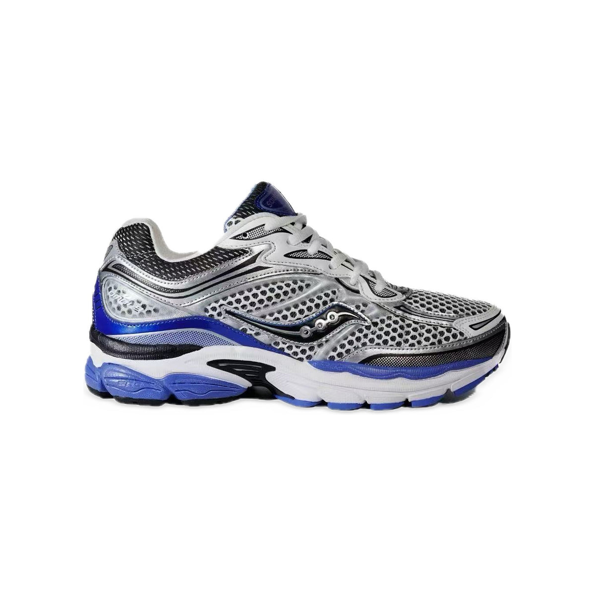 Saucony ProGrid Omni 9 Argent / Bleu Roi / Noir – vue latérale