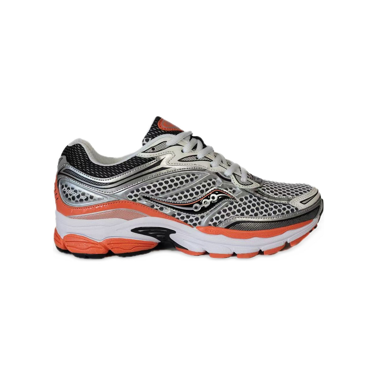 Saucony ProGrid Omni 9 Argent / Orange Corail / Noir – vue latérale
